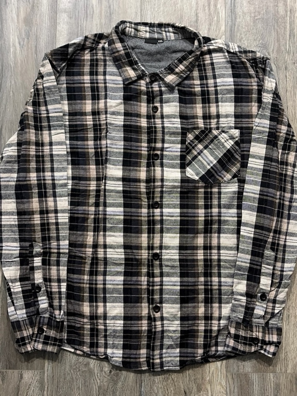 Swell Plaid Flannel Shirt Lined Jacket Black Gray White XXL